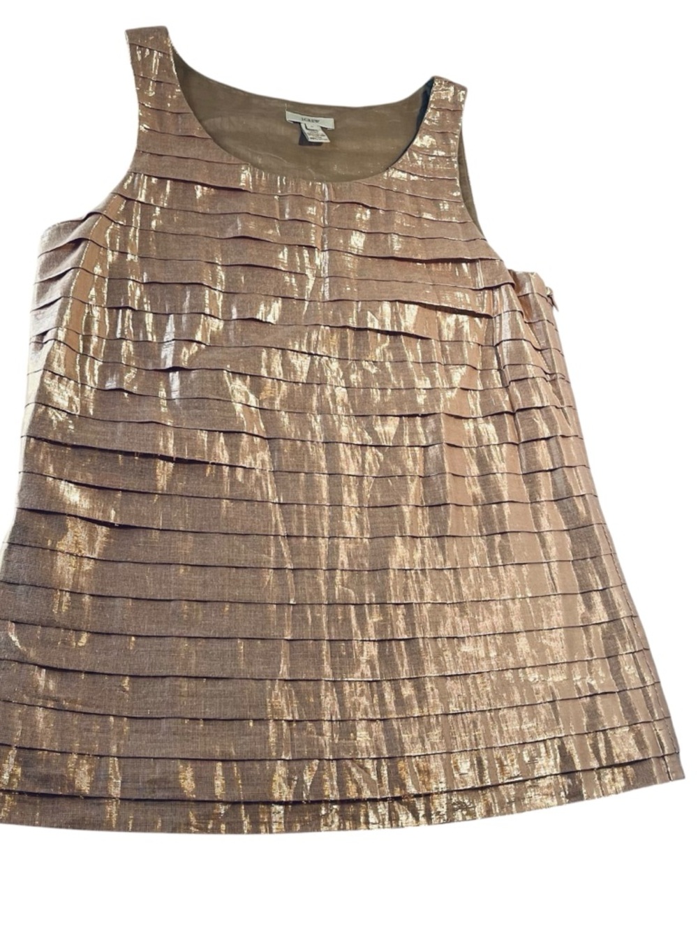 J.Crew Rare Metallic Rose Gold Tiered Tank - Size Large - EUC